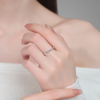 Bague empilable pour femme en argent sterling S925, sertie de moissanite VVS1 de 2 mm, style bulles, ajustement universel
