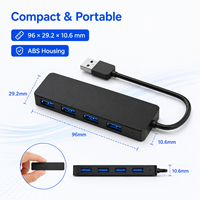 Hub USB 3.0 de 4 Puertos al por Mayor, Chip GL3510, Ultra Delgado, 5Gbps, Alta Velocidad, Adaptador de Extensión Multi USB para Laptop y PC