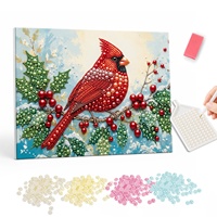 Kit de Bricolage de Luxe pour Décorations de Noël, Peinture Diamant 5D Perle Oiseau Rouge, Artisanat DIY, Vente en Gros Directe Usine, Livraison Directe Disponible