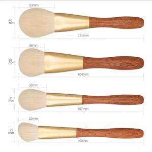 4pcs Goat Synthetic Hair Makeup Brush Set Sandalwood Handle Travel Fan Powder <b>Blush</b> Contour Highlight Face Cosmetic Brushes Kit - Product Image 5