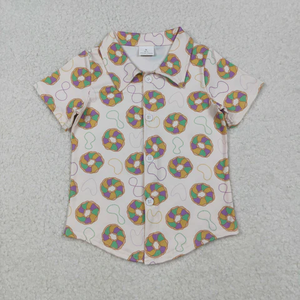 Chemise pour enfants garçons avec boutons en forme de beignets du Mardi Gras - Product Image 1