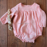 Combinaison à manches longues en coton pour nouveau-né, couleur unie, vêtements décontractés pour bébé, barboteuse pour bébé fille