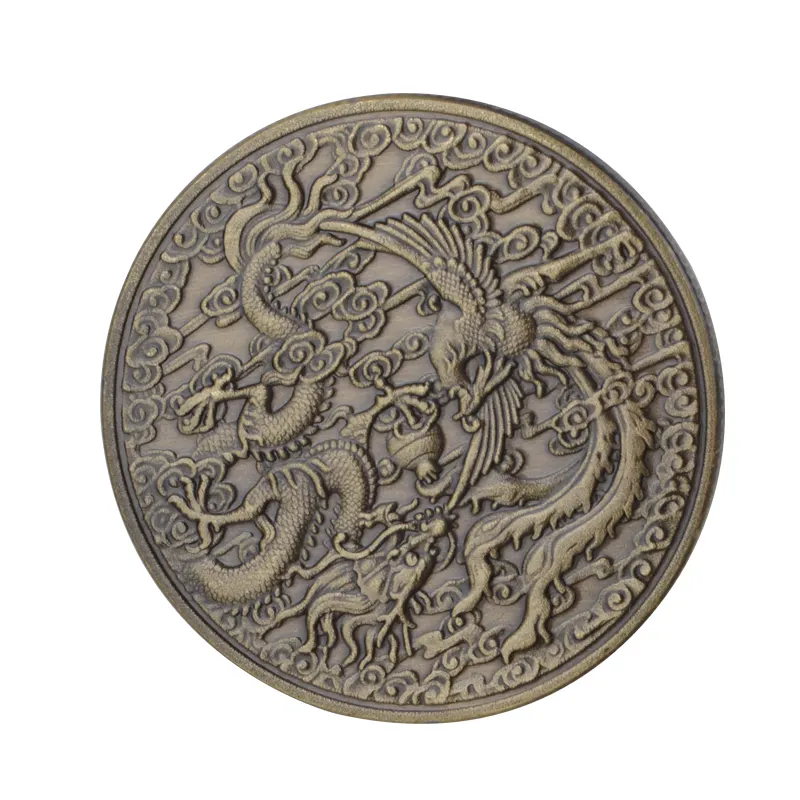 Fabbrica cinese Rende Antico Vecchie Monete Souvenir 3D Drago In Bianco Sfida Coin