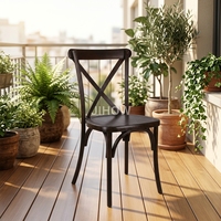 Chaise de bistrot empilable et durable en résine imitation bois brun foncé pour hôtels, mariages et locations