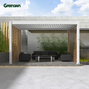 生态友好型可持续防水定制花园温室防水电动凉亭铝百叶窗屋顶凉棚系统