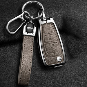 Funda para Llaves de Coche de Aleación de Zinc y Cuero para <span class=keywords><strong>Ford</strong></span> <span class=keywords><strong>Tourneo</strong></span> <span class=keywords><strong>Custom</strong></span>/Transit/Focus/Mondeo/Mondeo <span class=keywords><strong>Titanium</strong></span>/Kuga/S-MAX - Product Image 1