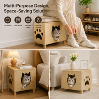 Table d'appoint en bois personnalisée pour chat, avec motif patte et visage de chat, et grotte cachette pour chat, mobilier d'intérieur pour animaux de compagnie, vente en gros pour les commerçants e-commerce