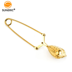 Infuseur à mailles dorées en acier inoxydable Filtre à feuilles mobiles Infuseur à thé en métal avec poignée - Product Image 2