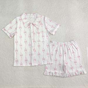 GSSO1944 nuovo in Stock di vestiti per ragazza adulta fiocchi abbottonatura manica corta Top rosa <span class=keywords><strong>pigiama</strong></span> da donna vestiti estivi da donna - Product Image 3