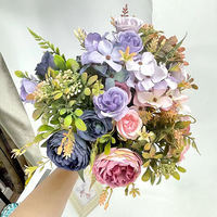 Hochwertige Seiden-Kunstrosen-Sträuße Blumenarrangements für Hochzeitsdekoration Restaurant und Foto-Requisiten