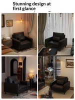 Fauteuil individuel vintage en PU, chaise compacte pour salon, balcon, fauteuil de relaxation avec dossier réglable pour zones de réception et de repos