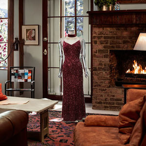 Vintage Empire Waist Spaghetti Strap Floor-Length Chiffon Fishtail <b>Skirt</b> Evening Dresses 3XL 4XL - Product Image 2