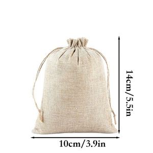 ถุงปอกระเจาขายส่ง ขนาด 10x14 ซม. ถุงผ้าลินินพร้อมเชือกผูกผ้าลินิน ถุงผ้ากระสอบรีไซเคิลได้ ใช้สำหรับวันเกิด วันคริสต์มาส  สามารถปรับแต่งได้ - Product Image 3