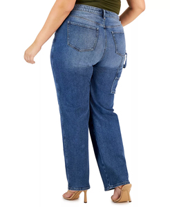 Jeans strappati in cotone di alta qualità dritti Plus Size <span class=keywords><strong>pantaloni</strong></span> Jeans a figura intera <span class=keywords><strong>pantaloni</strong></span> Jeans da <span class=keywords><strong>donna</strong></span> <span class=keywords><strong>con</strong></span> tasca laterale singola - Product Image 3