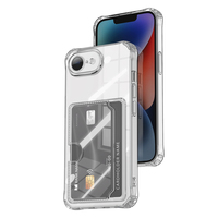 Étui de luxe souple pour cartes et téléphone portable transparent pour iPhone 16 E 15 14 13 12 11 16 Pro Max Mini 17 8 Plus SE – Coque de protection transparente