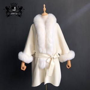 Tilki kürk ile yeni stil bahar rüzgar ceketi kapşonlu kaşmir pelerin pelerin - Product Image 5