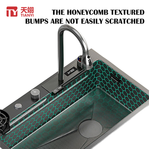 Thủ công hiện đại bồn rửa bằng thép không gỉ dày đơn với vòi xử lý bề mặt nano làm bằng tay bát đơn - Product Image 4