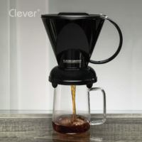 Clever Dripper Mr. Filtre à café en plastique noir trapézoïdal 500 ml, résistant à la chaleur, économique et pratique, pour les salons d'avion.