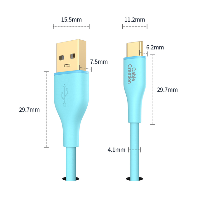 CableCreation USB A to C Cable 3A Fast Charging Data Sync Cable Liquid Silicone Tangle Free Gold Plated 2M for iPhone Samsung