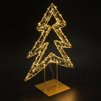 Sapin de Noël LED avec fil de cuivre blanc chaud, arbre doré avec base en métal détachable pour la décoration des fêtes et de la maison