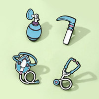 Broche en alliage de zinc, émail imitation, thème Stéthoscope de la série médicale de dessins animés, accessoire vestimentaire, effet goutte d'huile