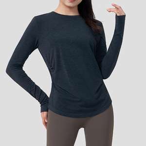 Camiseta de Manga Larga para <span class=keywords><strong>Mujer</strong></span>, Estilo Deportivo, Tallas Grandes, Ropa Esencial para Yoga, Precio de Mayoreo, Suministro Directo de Fábrica - Product Image 4