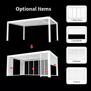 3x3 Teras Su Geçirmez Ayarlanabilir Panjurlu Alüminyum Pergolalar Açık Balkon Elektrikli Alüminyum Pergola Üretimi - Product Image 4
