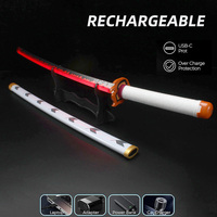 Épée de samouraï Katana non tranchante rechargeable avec ceinture et support, cadeau de Noël d'Halloween