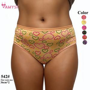 Амиси 542 #   Трусы-слипы с цветочным принтом из молочного шелка, дышащие, экологичные, для полных женщин - Product Image 1