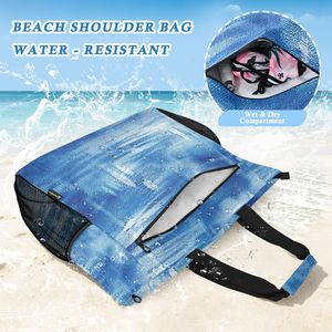 Custom <b>Large</b> <b>Beach</b> Tote <b>Bag</b> Waterproof with Inner Pockets and Mesh Side Pockets - Product Image 5