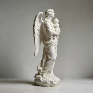 अनुकूलित उच्च गुणवत्ता वाले राल धार्मिक आधुनिक डिजाइन प्राचीन जीवन आकार के हाथ से चित्रित देवदूत प्रतिमा - Product Image 5