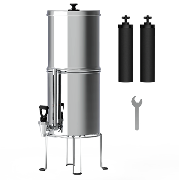 Sleeve Design Easy Carry Filtre a Eau Gravity Purification Water Filter System Stainless Steel Gravity Water Filter