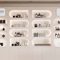 Armoire murale de présentation de produits de beauté personnalisée, beige, niche encastrée, étagère cosmétique avec éclairage LED pour salon de beauté