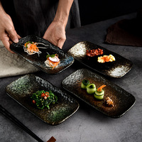 8 pollici di Ceramica platos Set Da Tavola Giapponese Blu Sushi Piatti Del Grano di Pietra di Ceramica Rettangolare Piatto di Porcellana