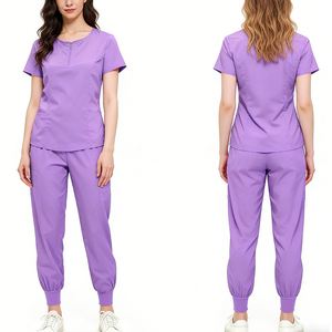 Ensemble de 2 pièces de blouses médicales unisexes à col zippé pour femmes et hommes, extensibles, à séchage rapide, avec logo personnalisé, pour hôpital, infirmières, Sehe Fashion - Product Image 5