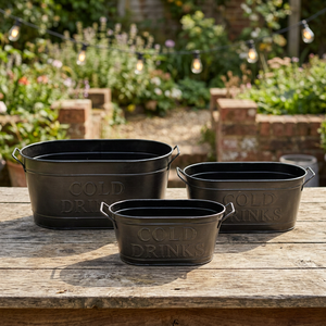 Ensemble de 3 refroidisseurs à vin modernes et luxueux en fer galvanisé, rayés et durables - Product Image 1