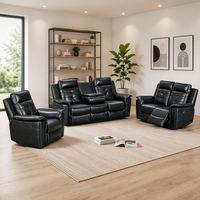 Ensemble de canapés inclinables manuels modernes 3+2+1 en cuir synthétique avec sièges réglables et table rabattable pour salon