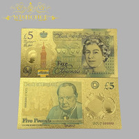 Nicro Nouveau Design Billets Souvenirs en Plastique Plaqué Or de la Livre Sterling Britannique Fournitures de Fête Billets de Banque de Haute Qualité Accessoire de Film Argent Euro