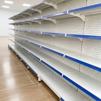Verstelbaar enkelzijdig supermarkt schap met geperforeerd achterpaneel, heavy-duty winkeldisplayrek voor supermarkten
