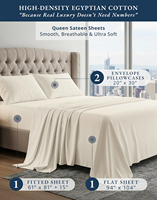 Ensemble de draps en microfibre tissée 300 fils, taille Queen, naturellement respirant, durable, toutes saisons, ultra-doux, luxe hôtelier