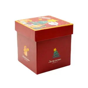 Custom Printing Low MOQ Supplier Small Christmas Square Gift kraft Paperboard Craft Cheap Paper Box with Lid