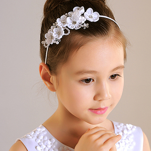 <span class=keywords><strong>Serre</strong></span>-tête de mariée/Accessoire de tête pour première <span class=keywords><strong>communion</strong></span> F1024 en organza floral avec strass et perles - Product Image 4