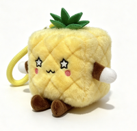 Schattig vierkant appelvormig knuffelpluche speelgoed met traagschuim binnenkant, pluizig fruit sleutelhanger met koordje voor kinder verjaardagscadeau groothandel