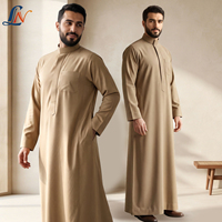 Thobe saoudien respirant en tissu texturé de haute qualité, vêtement islamique pour homme, léger, vêtements musulmans traditionnels
