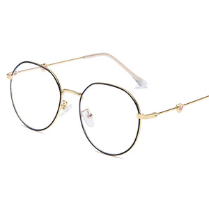 Anti Blue Light Round <b>Metal</b> <b>Frame</b> Glasses For Women Heart Shaped Temples 9019 - Product Image 4