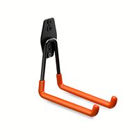 Crochets de rangement doubles robustes RHETECH pour garage, en acier et PVC, orange, fixation murale, capacité 40 kg, garantie 3 ans, à visser
