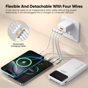VIDVIE <span class=keywords><strong>Batterie</strong></span> <span class=keywords><strong>externe</strong></span> multifonctionnelle portable 4-en-1 10000mAh USB Type C avec câble intégré pour téléphones mobiles - Product Image 3