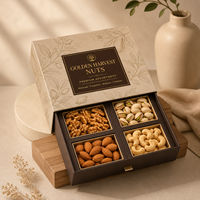 Maßgefertigte Luxus-Geschenkbox aus Hartkarton mit Schublade und Trenneinsätzen für Trockenfrüchte und Nüsse