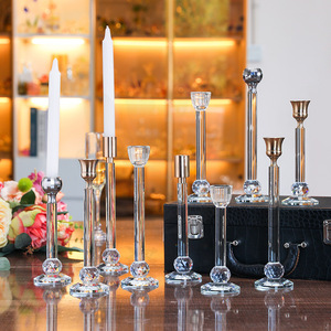 Darz Crystal Glass Crystal Metal Candlestick Holder Durable Decorative Ornament For Home Wedding <b>Table</b> Centerpiece - Product Image 1