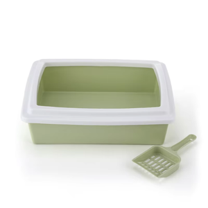 Caja de arena semicerrada cuadrada para gatos, bandeja de plástico con pala, fácil de limpiar - Product Image 4